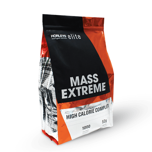 Quad Seal Side Gusseted Bags of Horleys elite Mass Extreme High Calorie Complex
